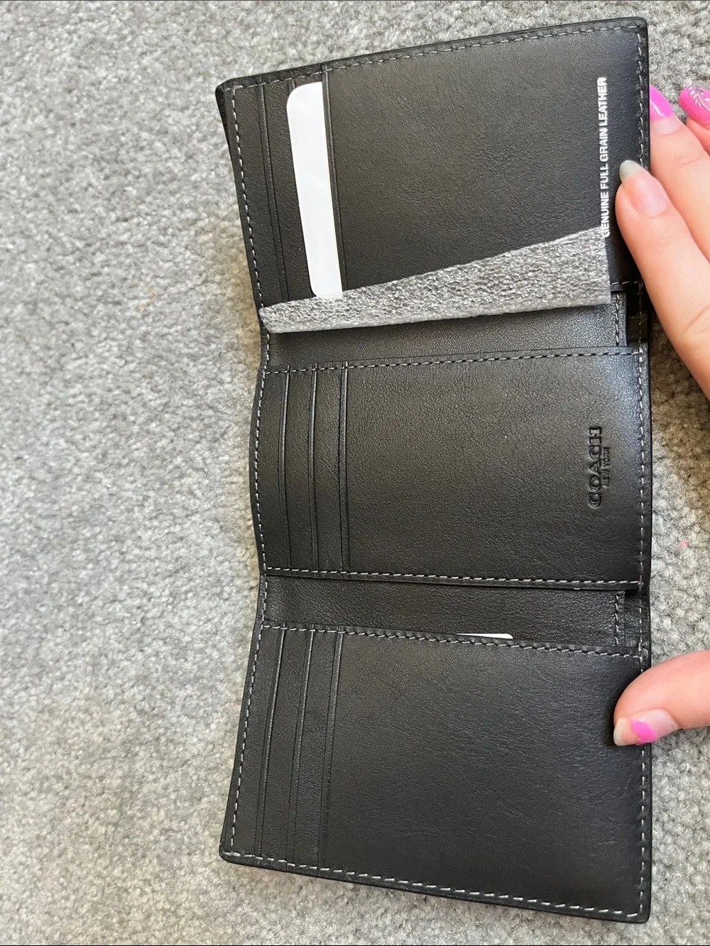 Coach Men’s Black Leather Card & Key Holder with Logo